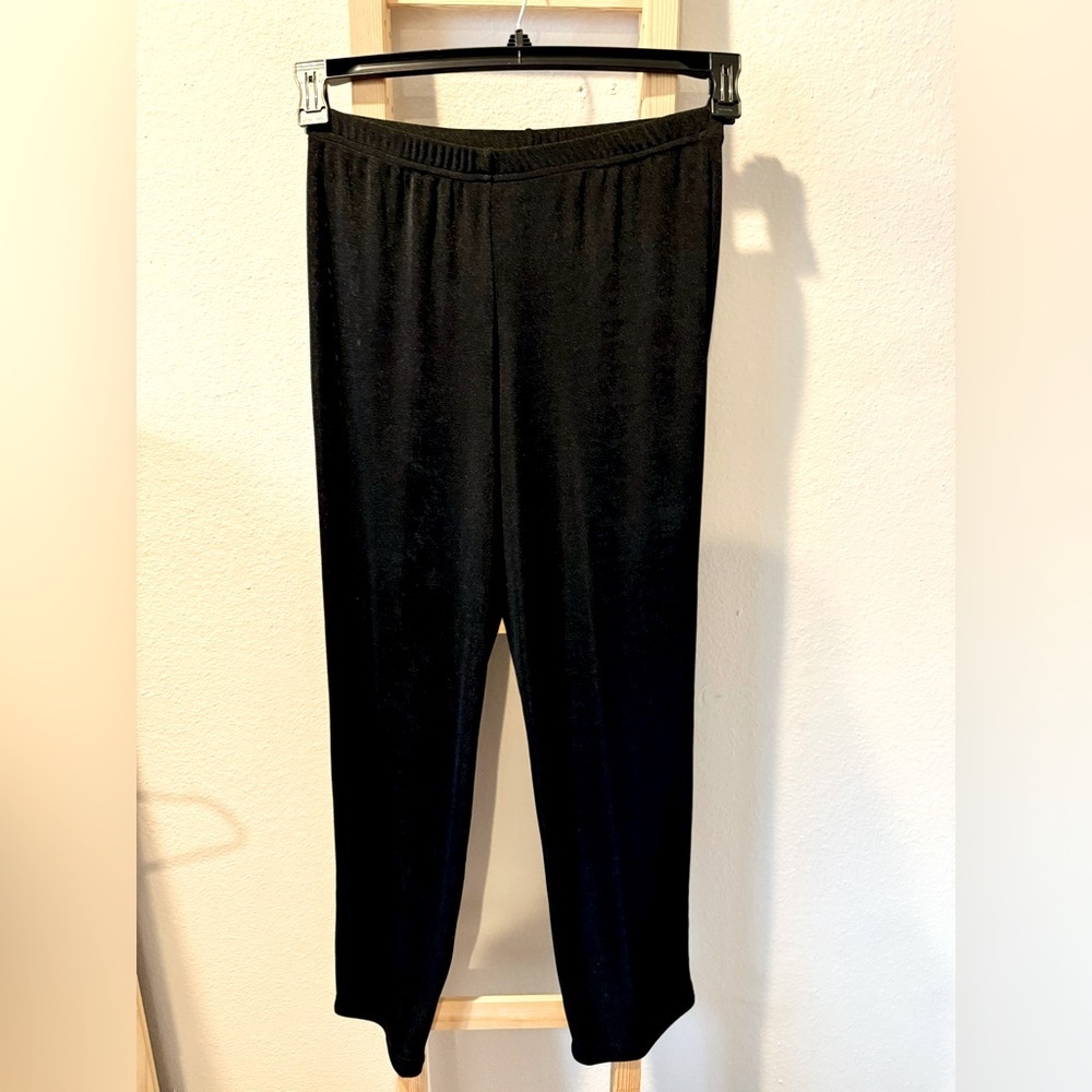 80s Vintage “Top Notch” Stretch Waist Tapered Leg Black Pull On Pants - …